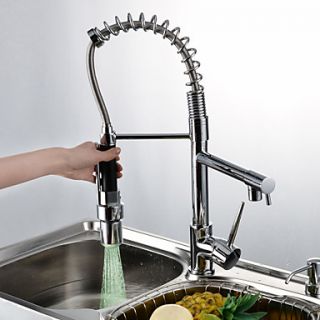 Contemporary Single Handle LED Pull out Kitchen Faucet