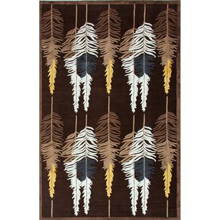 Transitional Floral Pattern Brown Rug (5 X 76)