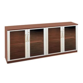 Mayline Napoli 72 Low Wall Cabinet with Wood and Glass Door VLC Finish Sier