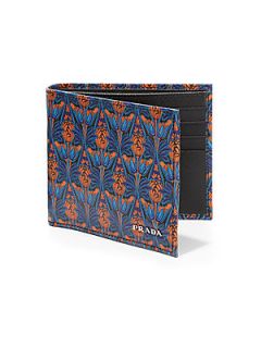 Prada Saffiano Print Bifold Wallet   Blue Orange