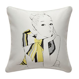 Thinking Lady Print Decorative Pillow Cover