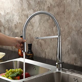Contemporary Solid Brass Chrome Finish Single Handle Kitchen Faucet