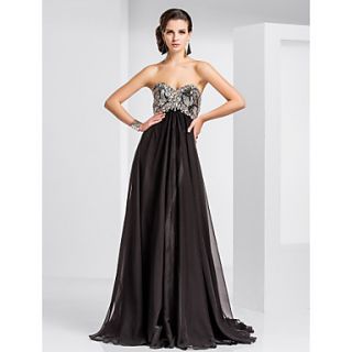 A line Sweetheart Sweep/Brush Train Chiffon And Sequined Evening Dress