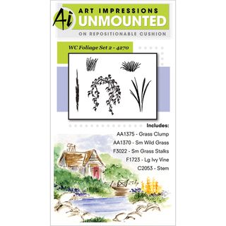 Art Impressions Watercolor Cling Rubber Stamp foliage Set 2