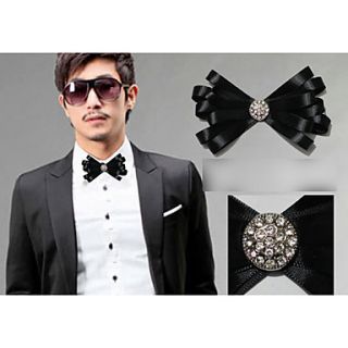 Mens Ribbon Round Button Bow Tie