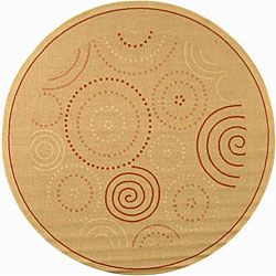 Indoor/ Outdoor Resort Natural/ Terracotta Rug (67 Round) (IvoryPattern GeometricMeasures 0.25 inch thickTip We recommend the use of a non skid pad to keep the rug in place on smooth surfaces.All rug sizes are approximate. Due to the difference of monit