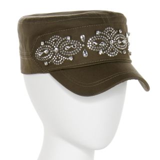 Scala Embroidered Cadet Cap, Olive, Womens