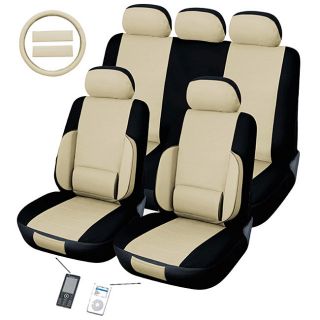 Lumbar Tan 12 piece Universal Fit Seat Cover Set (airbag friendly) (TanFront side airbag compatible; will work on seats with or without side seat airbagsRear seat covers include two zippers that allow you to fit vehicles with or without split seatAdjustab