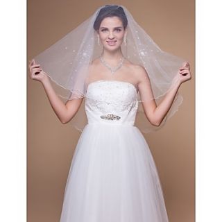 One tier Elbow Wedding Veils With Finished/Pencil Edge (More Colors)