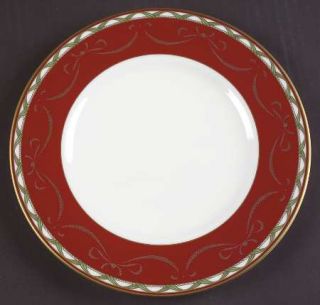 Waterford China Holiday Ribbons Accent Salad Plate, Fine China Dinnerware   Red