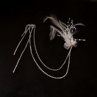 Elegant Rhinestone/Feather Womens Headpiece