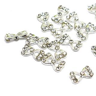 5PCS 3D Half Cover Metal Nail Decorations Diamond Bowknot