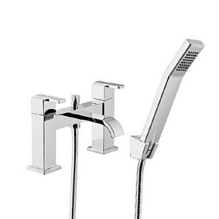 Chrome Finish Two Handles Centerset With Brass Handled Shower Head Tub Faucet