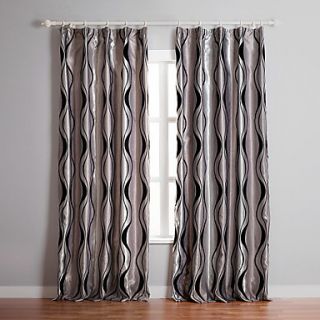 (One Pair) Silver Curve Flocking Room Darkening Curtain