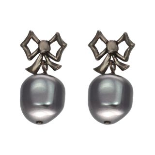 dom by dominique cohen Gunmetal Pearlescent Bow Earrings, Womens