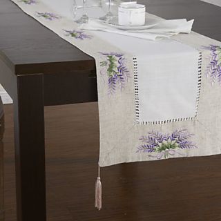 Country Purple Floral Linen Table Runners