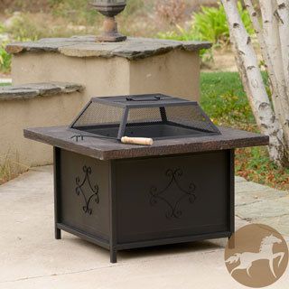 Christopher Knight Home Kerman Outdoor 30 Inch X 30 Inch Black Copper Fire Pit (Copper and blackFeatures black iron bottom reinforced with fiber glass cement and a weathered copper frame finishRemovable iron shieldFire pit tools includedWood burningSome a