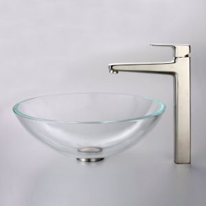 Kraus C GV 100 12mm 15500BN Exquisite Crystal Crystal Clear Glass Vessel Sink an