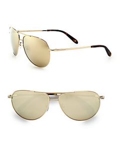 Givenchy Metal Aviator Sunglasses   Gold