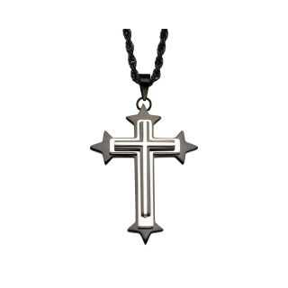 Inox Jewelry Mens Two Tone Stainless Steel Cross Pendant, Two Tone