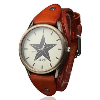 Womens Star Style PU Analog Quartz Wrist Watch (Brown)