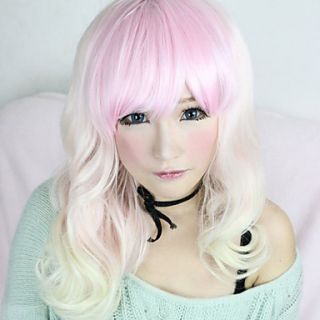 Lolita Wig Inspired by Lovely Vicky Zipper White and Pink Mixed 55cm Cosplay