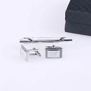 Personalized Oval Cufflinks And Tie bar
