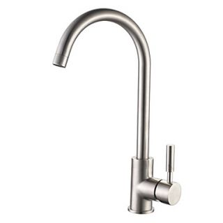 Centerset Contemporary Style Brushed Finish Stainless Steel Kitchen Faucet