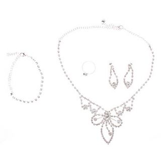 Butterfly Silver Plated Fully Jewelled Necklace Earring Ring and Bracelet Jewelry Set
