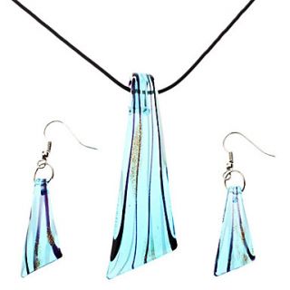 Blade Shape Coloured Glaze Necklace Earrings Jewelry Set