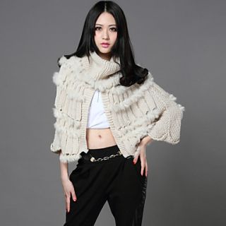 3/4 Sleeve Standing Collar Sweater/Rabbit Fur Casual/Party Coat(More Colors)