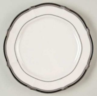 Noritake Gilded Platinum Salad Plate, Fine China Dinnerware   Black & Silver Ban