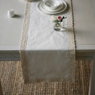 Classic Linen Rayon Blend White Table Runners