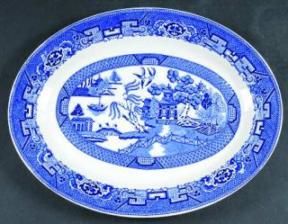Homer Laughlin  Blue Willow 13 Oval Serving Platter, Fine China Dinnerware   Wi