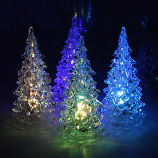 Acrylic Vinyl Christmas Tree LED Lamp   Set of 4 (Color Changing, Built in Botton Cell)