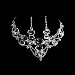 Alloy With Shining Rhinestones Ladies Wedding Bridal Jewelry Set Including Necklace And Earrings