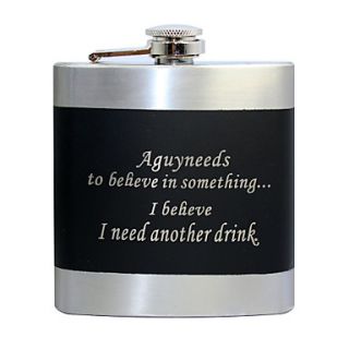 Personalized Black Stainless Steel 6 oz Flask