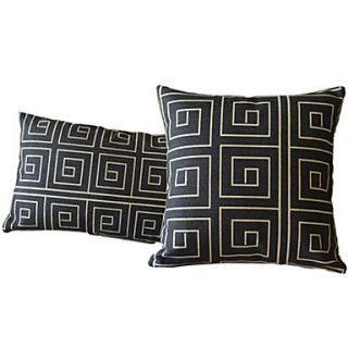 Set of 2 Modern Geometric Cotton/Linen Decorative Pillow Cover