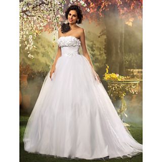 Free Custom measurements Princess Ball Gown Strapless Tulle And Lace Wedding Dress