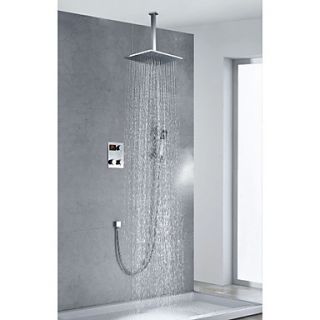 Chrome Finish Contemporary Thermostatic LED Digital Display 12 inch Square Showerhead Handshower