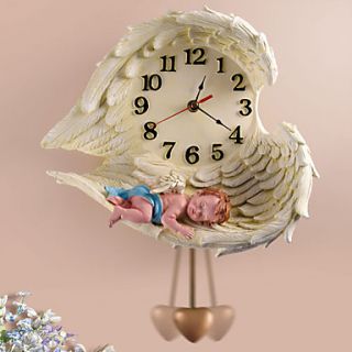12H Sleeping Angel Polyresin Wall Clock with Pendulum