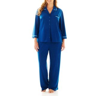 Earth Angels Pajama Set   Plus, Navy Dot, Womens