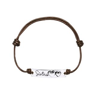 Bridge Jewelry Footnotes Too Pure Silver Plated Sisters Brown Leather Bracelet