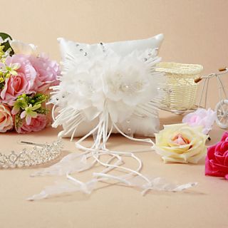 Gorgeous Wedding Ring Pillow With Delicate Flower And Tassel