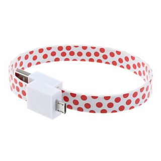 Round Dot Bracelet Shaped Micro USB Cable with Magnet for Samsung HTC Phones(RedWhite))
