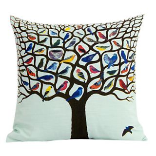 Colorful Birds Cotton Decorative Pillow Cover