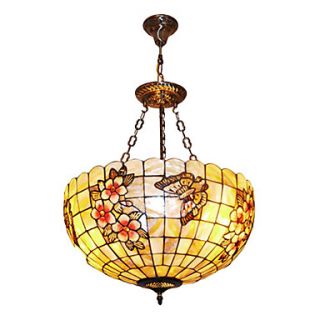120W Tiffany Pendant Light with Colorful Nature Shell Material Integrated Shade(Chain Adjustable)