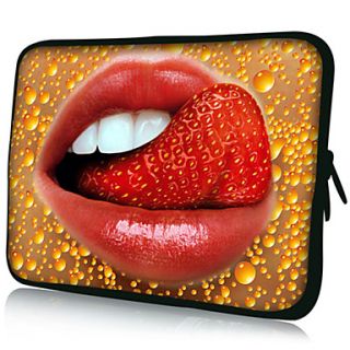 Strawberry TonguePattern Nylon Material Waterproof Sleeve Case for 11/13/15 LaptopTablet