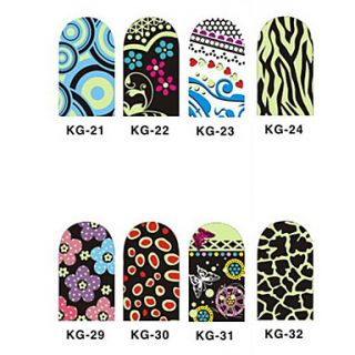 12PCS 3D Full cover Nail Art Stickers Noctilucent Series(NO.4,Assorted Color)