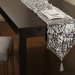 Silver Sequins Embellished Table Runner